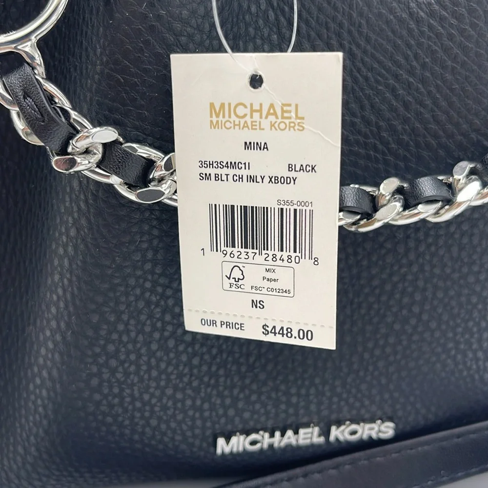 Michael Kors Women's Mina Sm Belted Chain Crossbody Bag - Black - Shoulder Bags - Picture 12 of 16